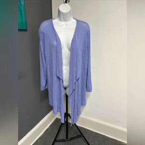Emaline‎ Women’s 2X  Purple Open Front Topper Cardigan Waterfall Semi Sheer